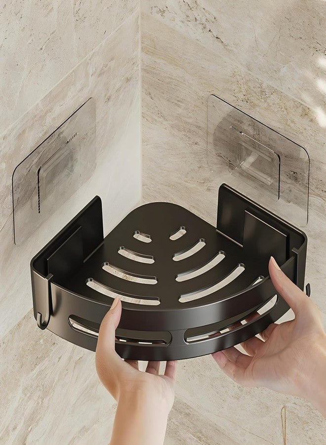 iSTAR Self-Adhesive Wall Mount Bathroom Corner Shelf Rack Organizer | Plastic Storage Shelves for Toiletries, Accessories & Kitchen Use - Black (1) - Image 4